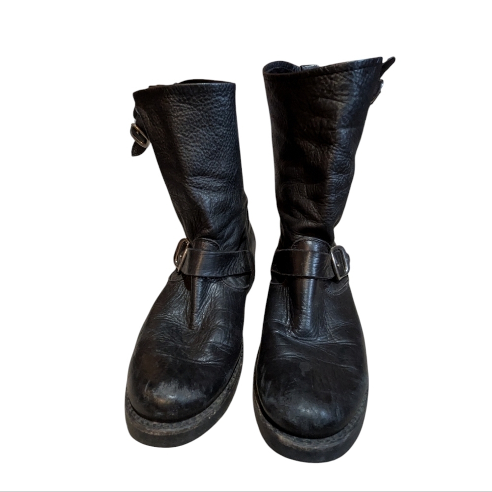 FRYE Veronica Short Black Leather Boots Size 8.5 Slouchy Soft Leather Biker - Picture 6 of 7